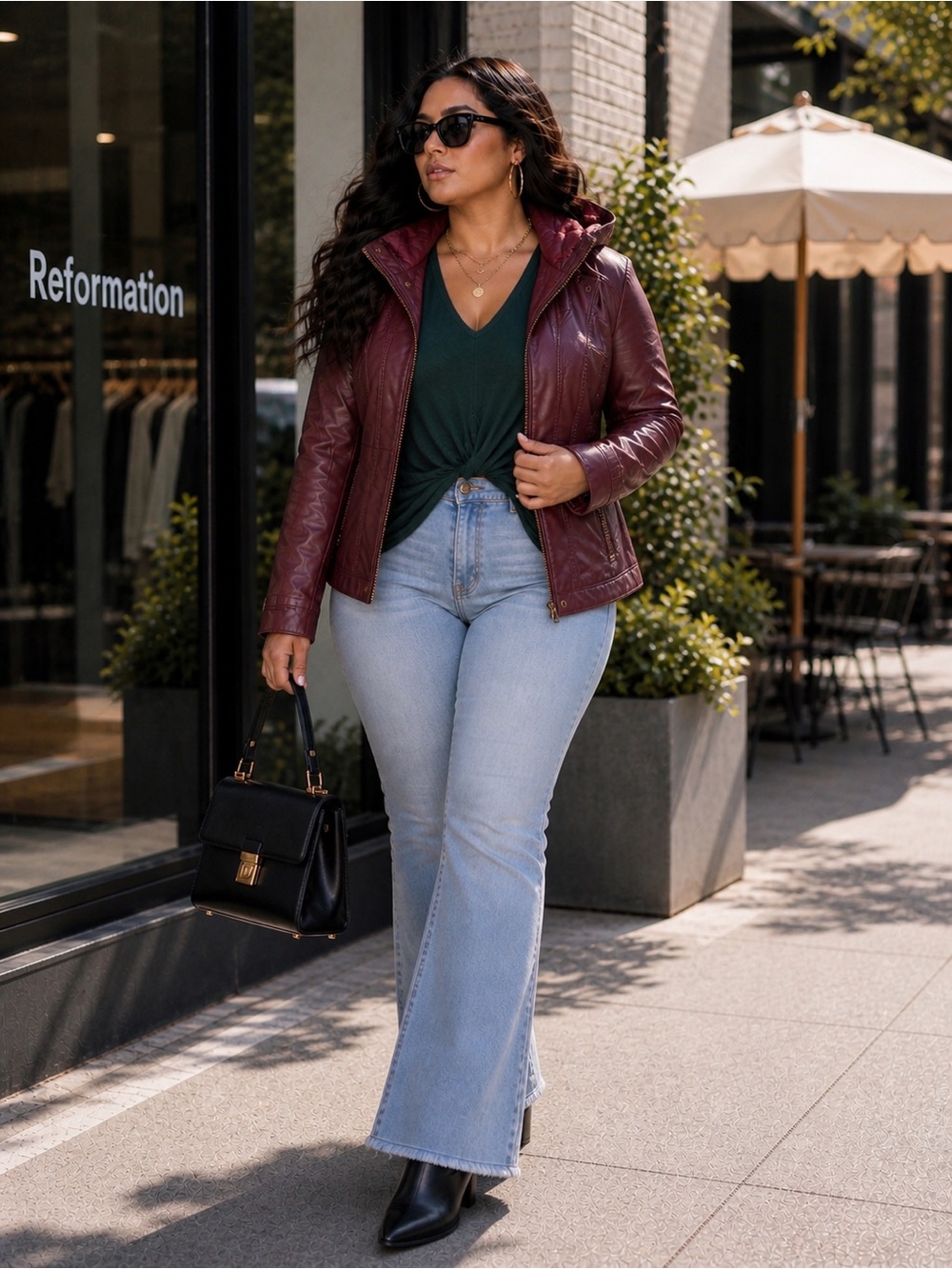 Bundle Levi’s Jeans Size22, Burgundy 100% Leather Zip Jacket 3X & Green Shirt 2X